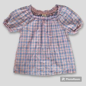 St. John's Bay plaid peasant top, size S